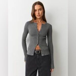 GAP Gray ribbed button up cardigan